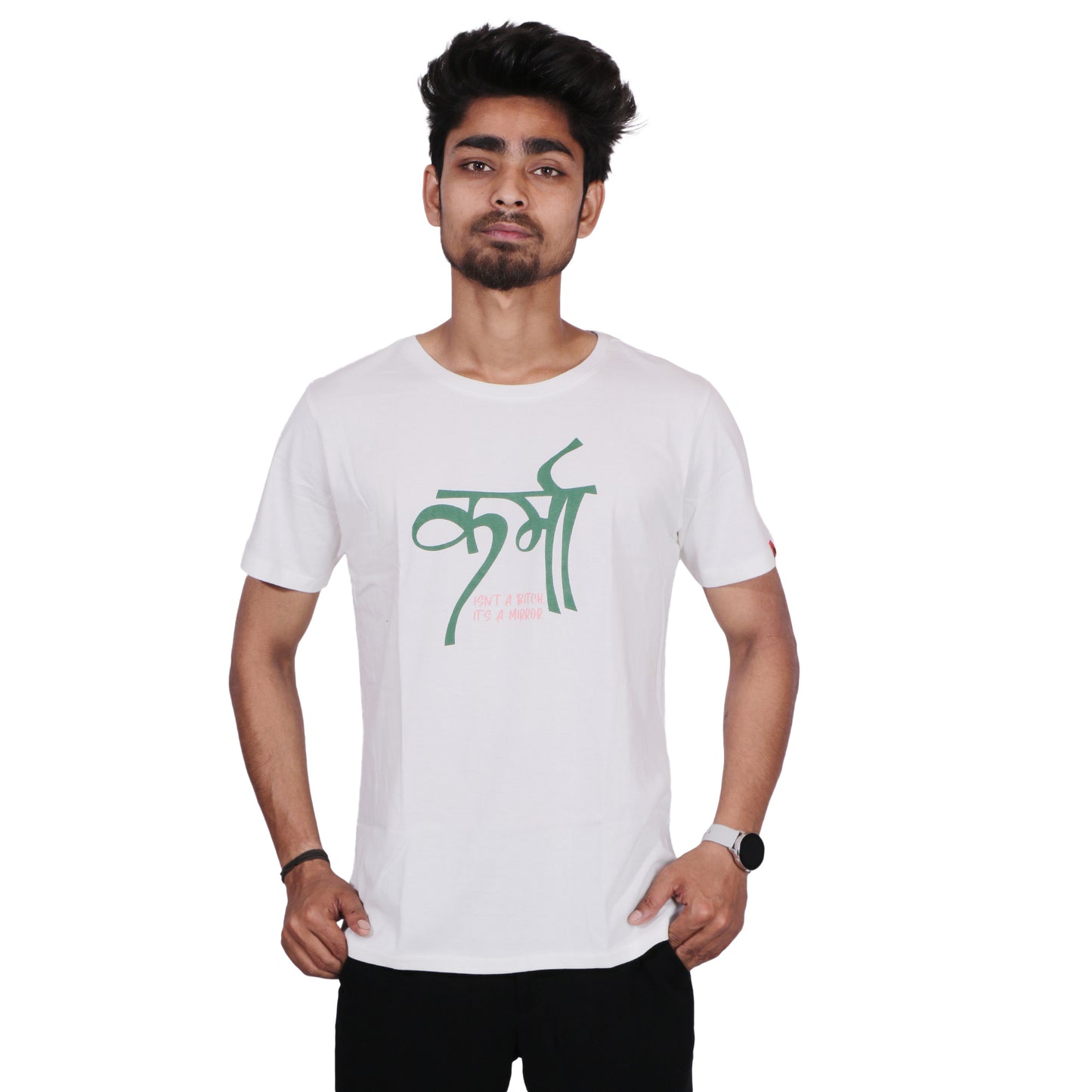KARMA is a Mirror WHITE T-SHIRT (UNISEX FIT)