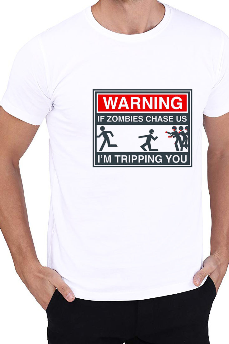 WARNING! If Zombies Chase US (M) - White