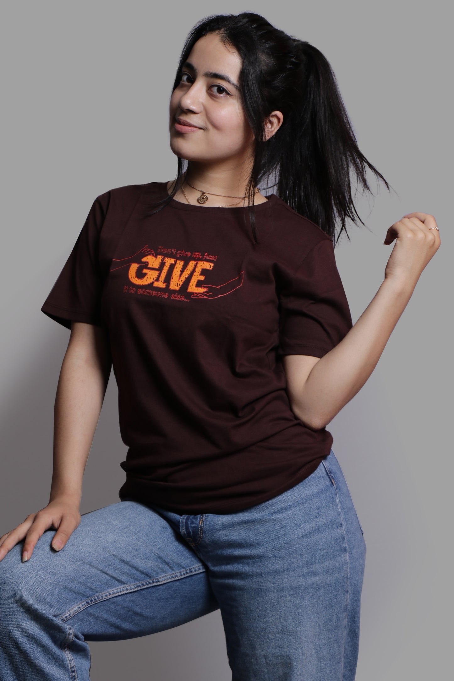 Don't Give Up Chocolate Brown T-SHIRT (UNISEX FIT)