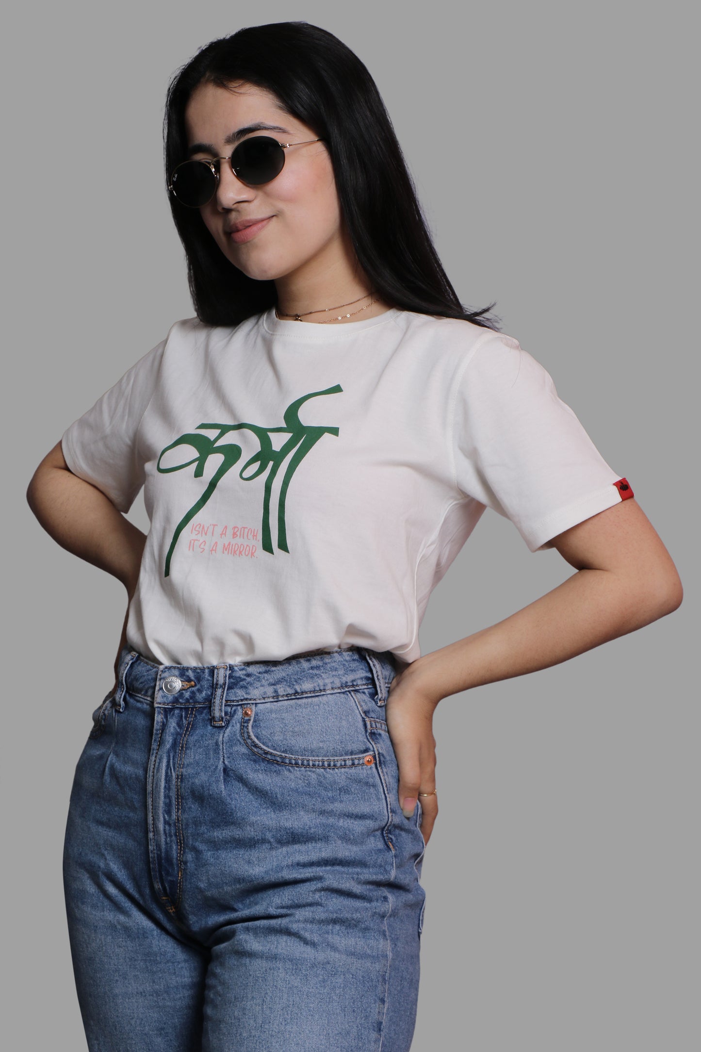 KARMA is a Mirror WHITE T-SHIRT (UNISEX FIT)