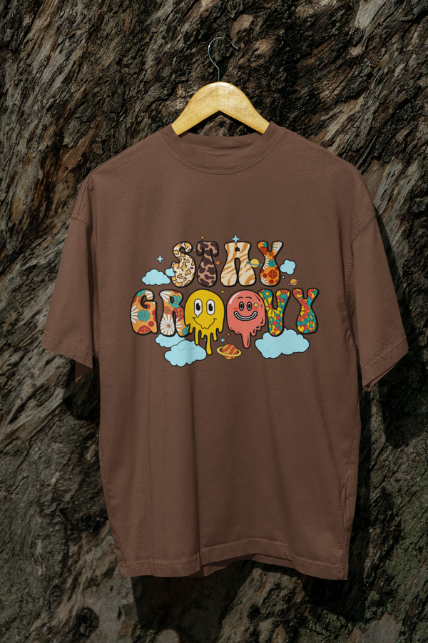 Stay Groovy Cotton Terry Oversized T-shirt