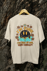 I am Fine Boho Cotton Terry Oversized Tshirt