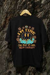I am Fine Boho Cotton Terry Oversized Tshirt