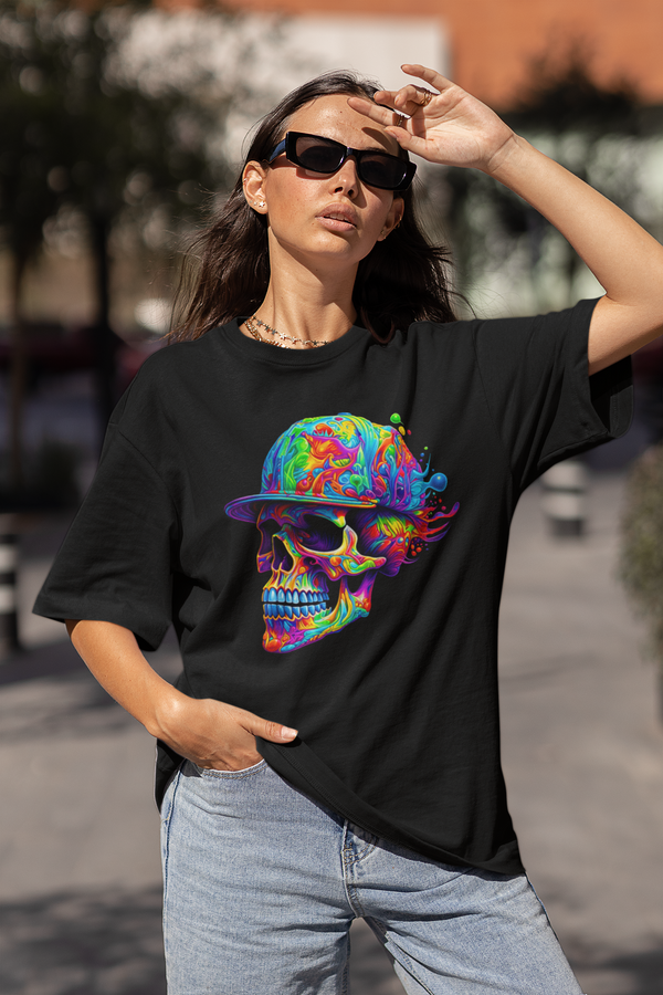 SKULL COTTON TERRY OVERSIZED T-shirt