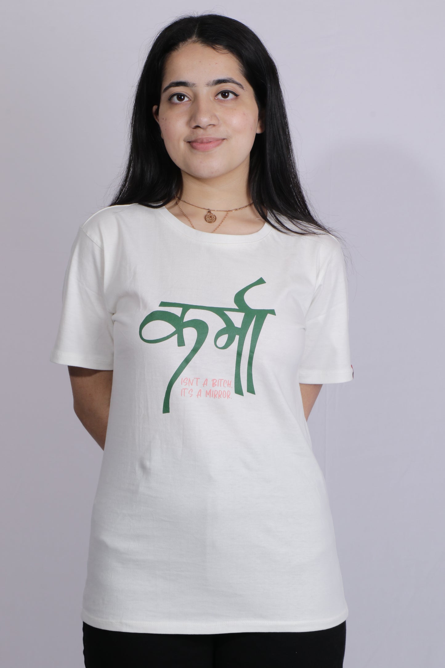 KARMA is a Mirror WHITE T-SHIRT (UNISEX FIT)