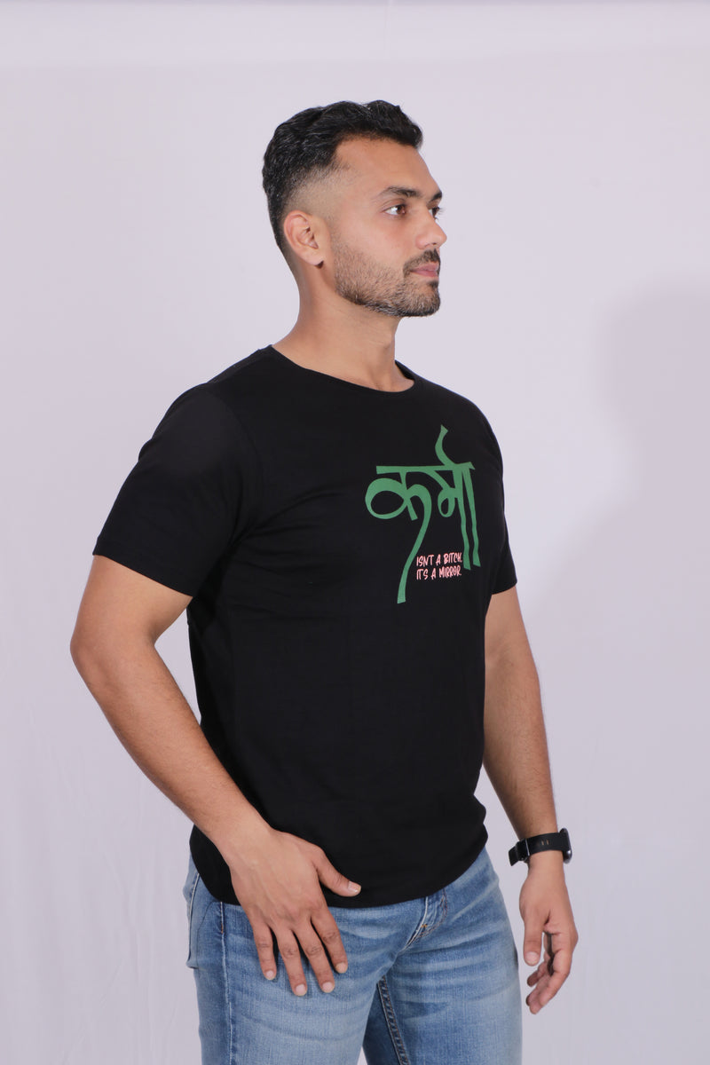 KARMA is a MIRROR  BLACK T-SHIRT (UNISEX FIT )