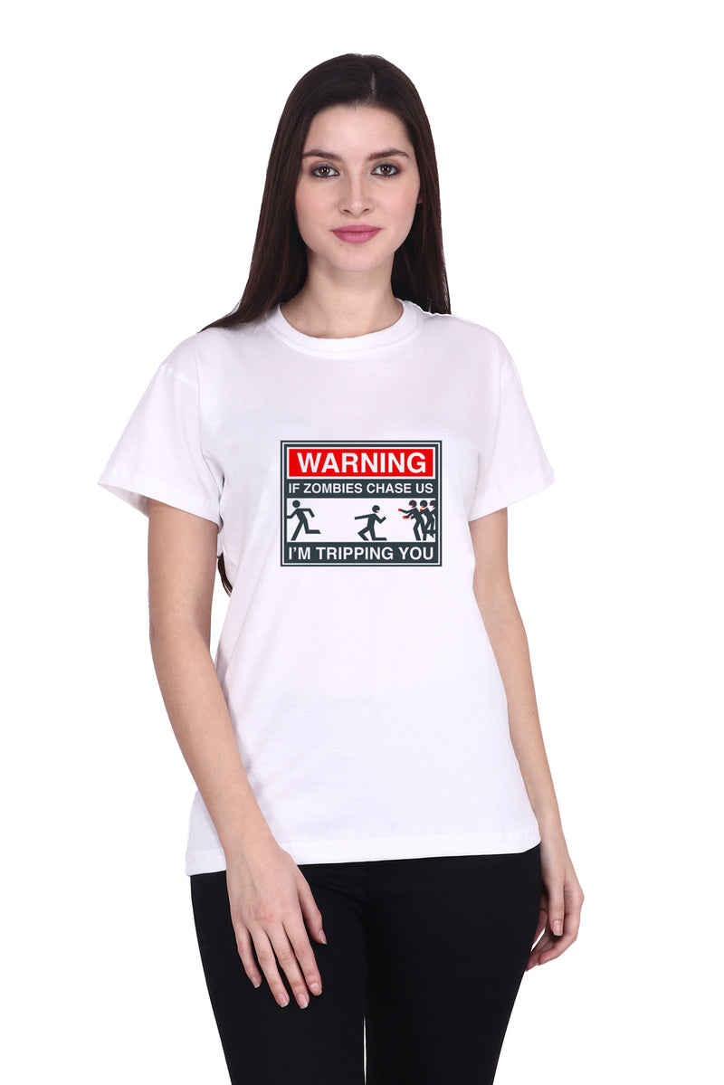 WARNING! If Zombies Chase US (F) - White
