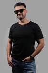 DEEP BLACK PREMIUM COTTON SOLID COLOUR T-SHIRT ( UNISEX FIT)