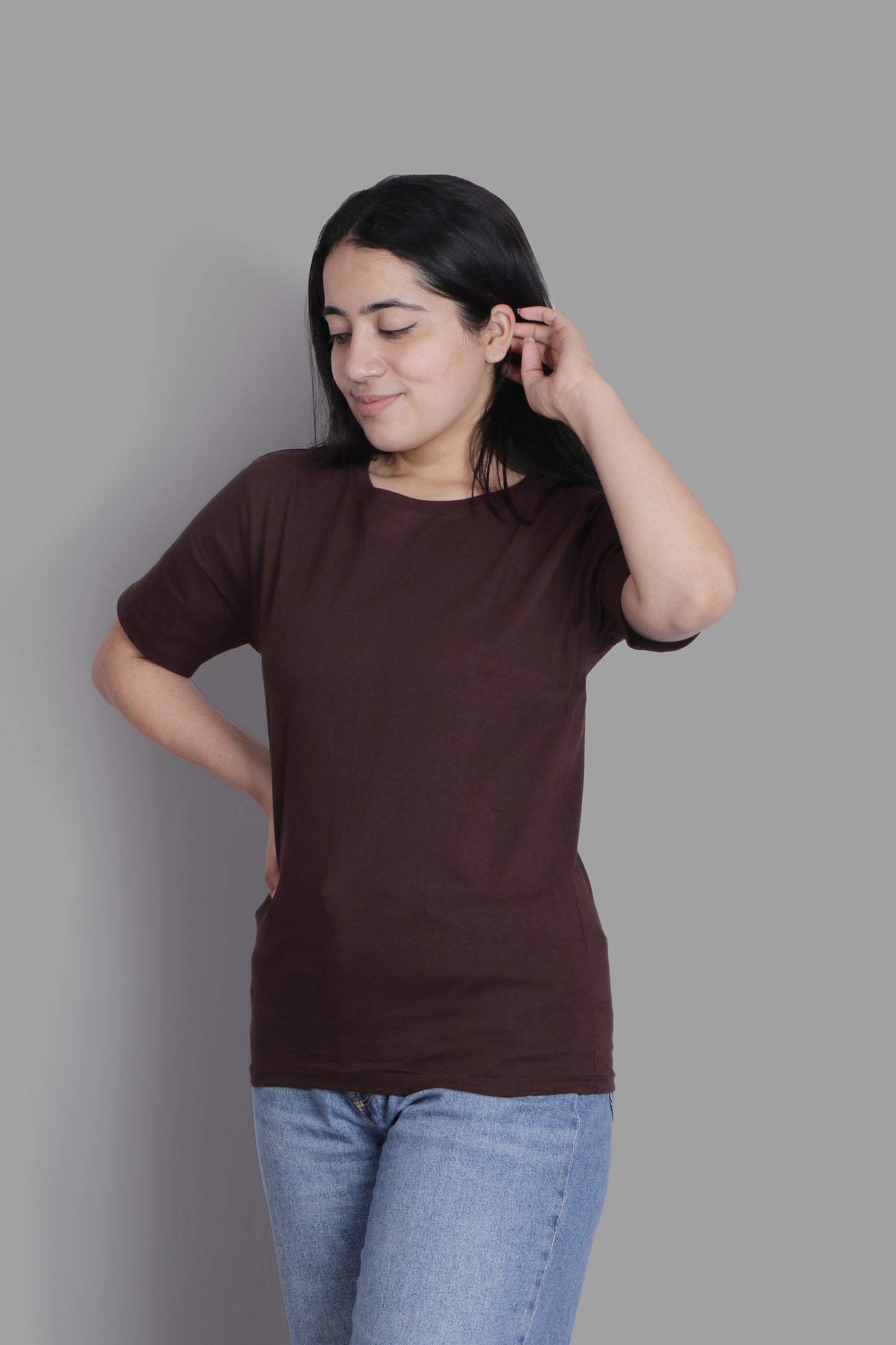 CHOCOLATE BROWN PREMIUM COTTON SOLID COLOUR T-SHIRT(UNISEX FIT)