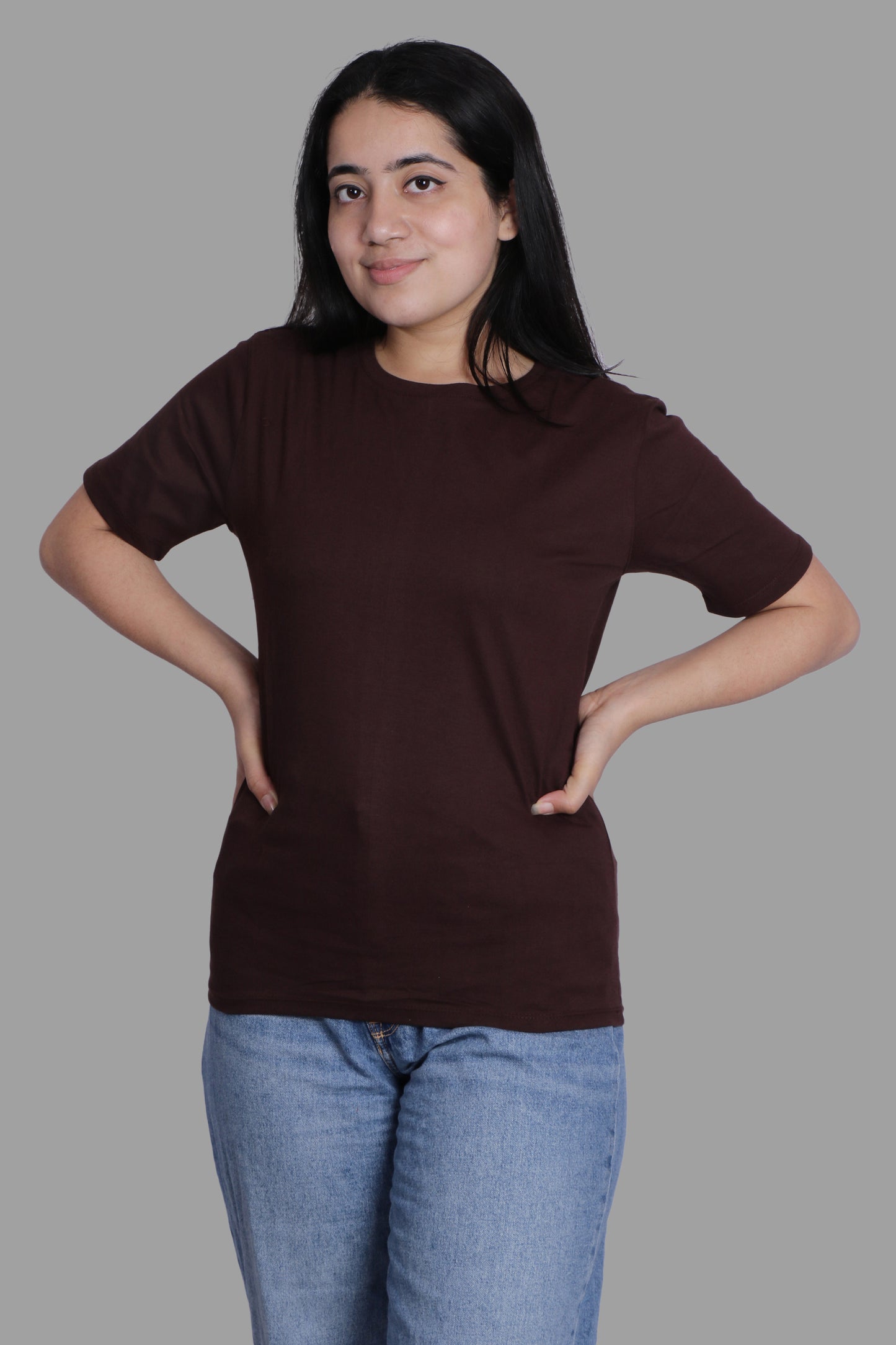 CHOCOLATE BROWN PREMIUM COTTON SOLID COLOUR T-SHIRT(UNISEX FIT)