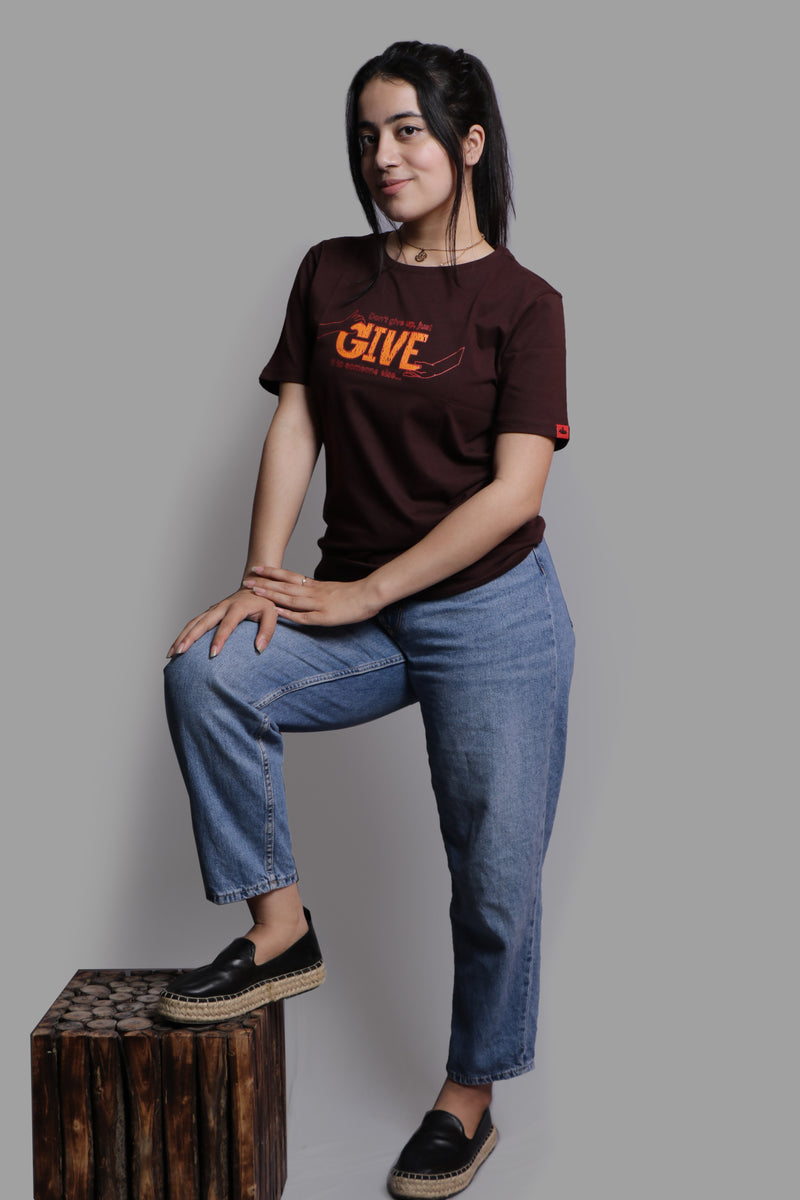 Don't Give Up Chocolate Brown T-SHIRT (UNISEX FIT)