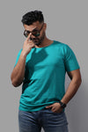 DARK CYAN  PREMIUM COTTON SOLID COLOUR T-SHIRT (UNISEX fit)
