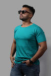 DARK CYAN  PREMIUM COTTON SOLID COLOUR T-SHIRT (UNISEX fit)