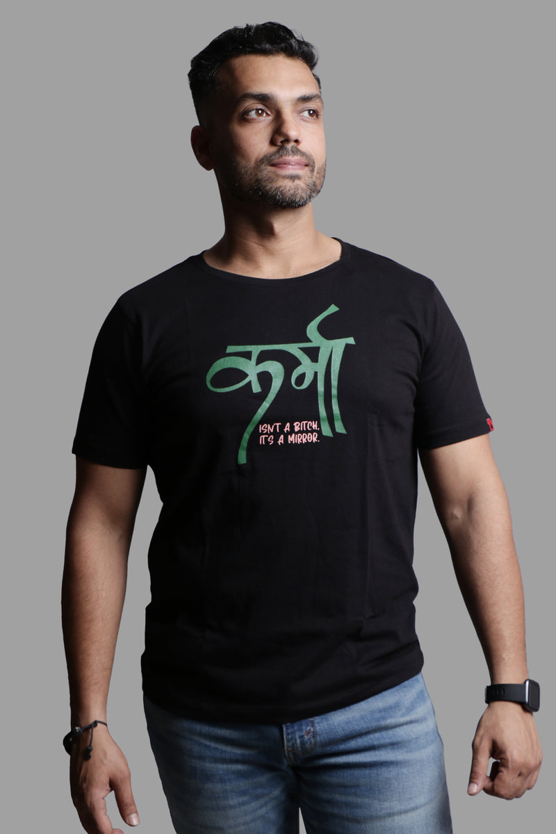 KARMA is a MIRROR  BLACK T-SHIRT (UNISEX FIT )