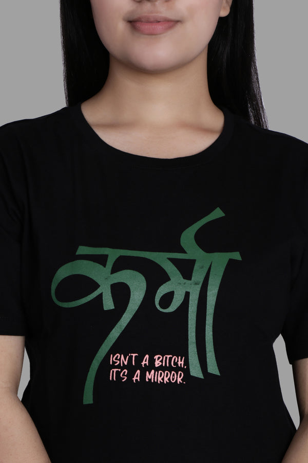 KARMA is a MIRROR  BLACK T-SHIRT (UNISEX FIT )