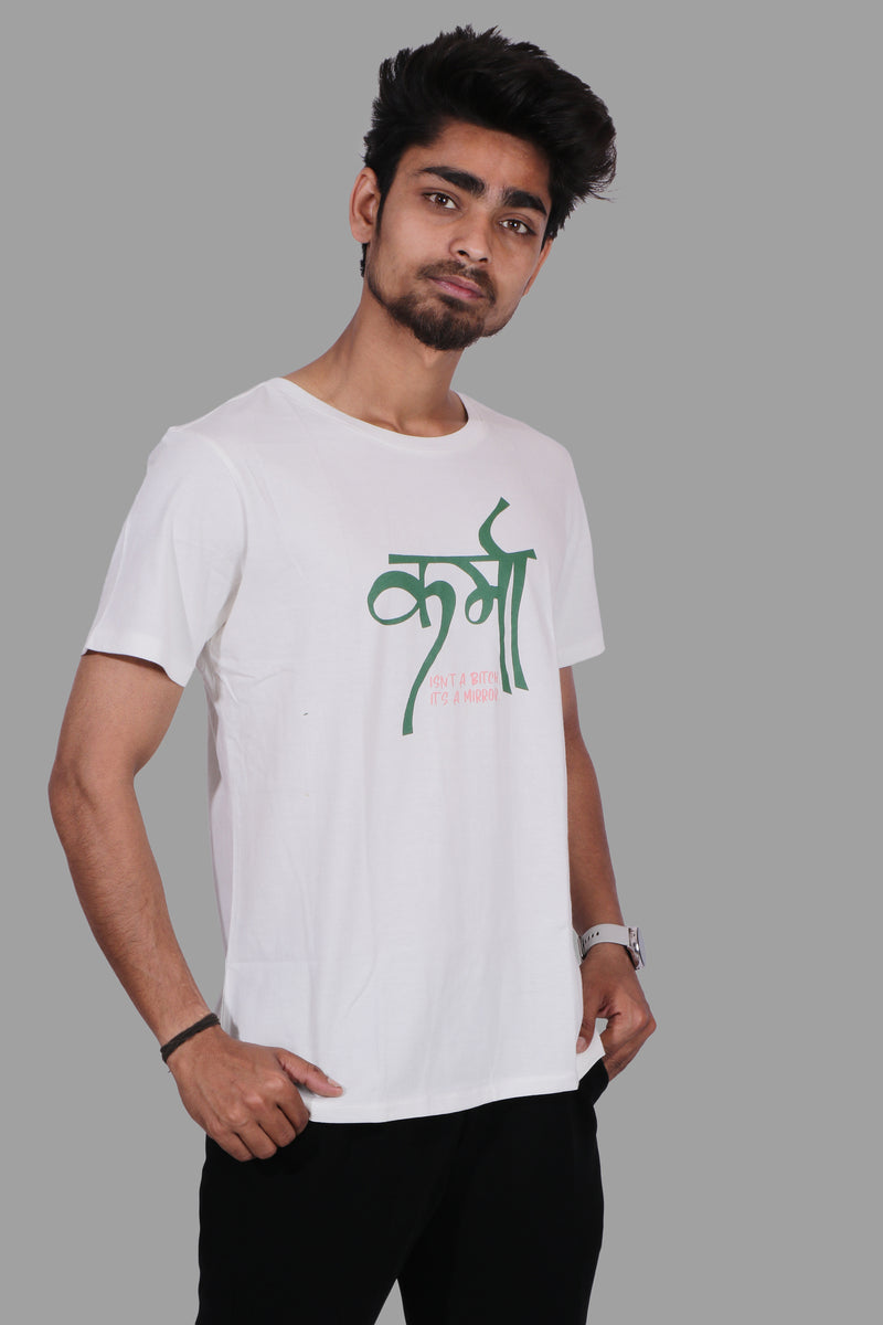 KARMA is a Mirror WHITE T-SHIRT (UNISEX FIT)
