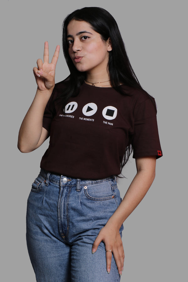PAUSE.PLAY.STOP Chocolate Brown T-shirt (UNISEX FIT)