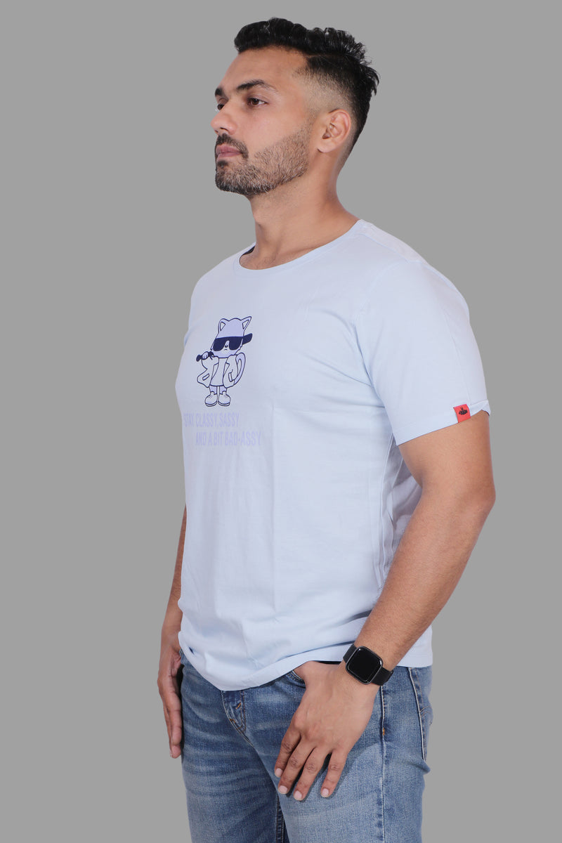 SASSY CAT T-SHIRT sky blue (UNISEX FIT)