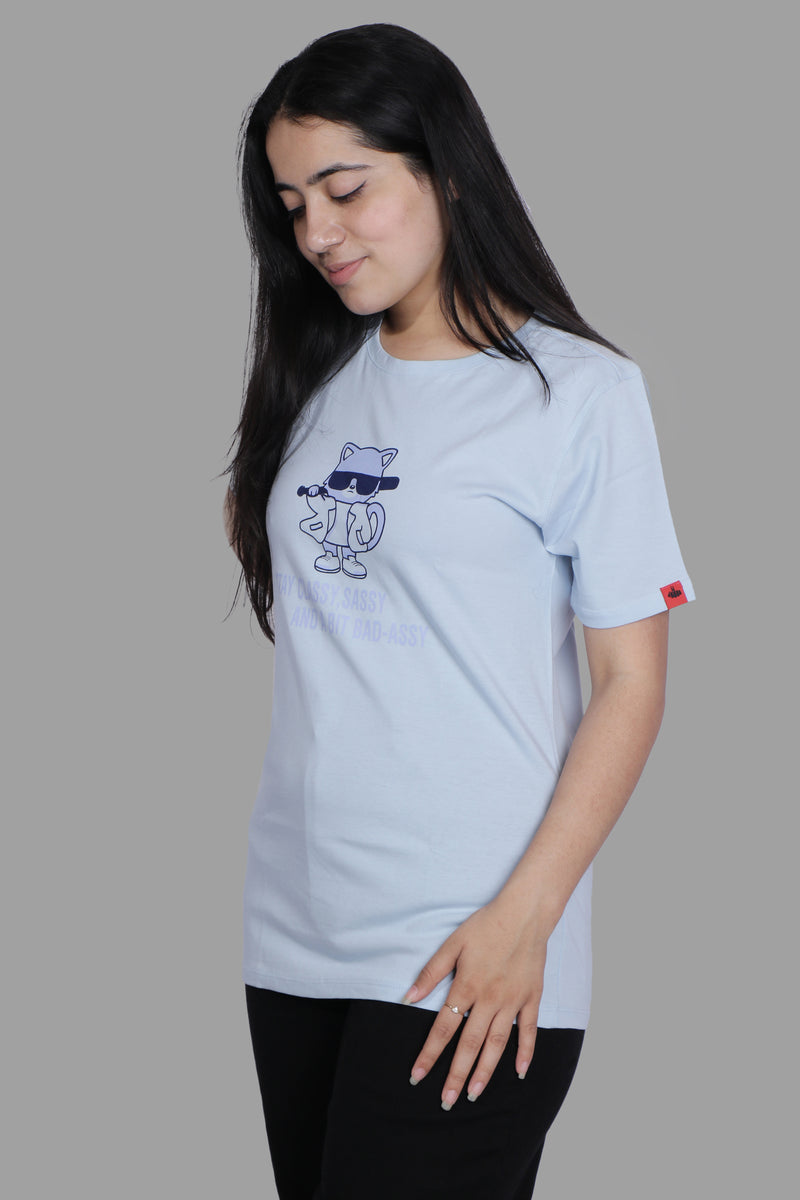 SASSY CAT T-SHIRT sky blue (UNISEX FIT)