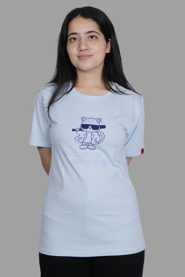 SASSY CAT T-SHIRT sky blue (UNISEX FIT)