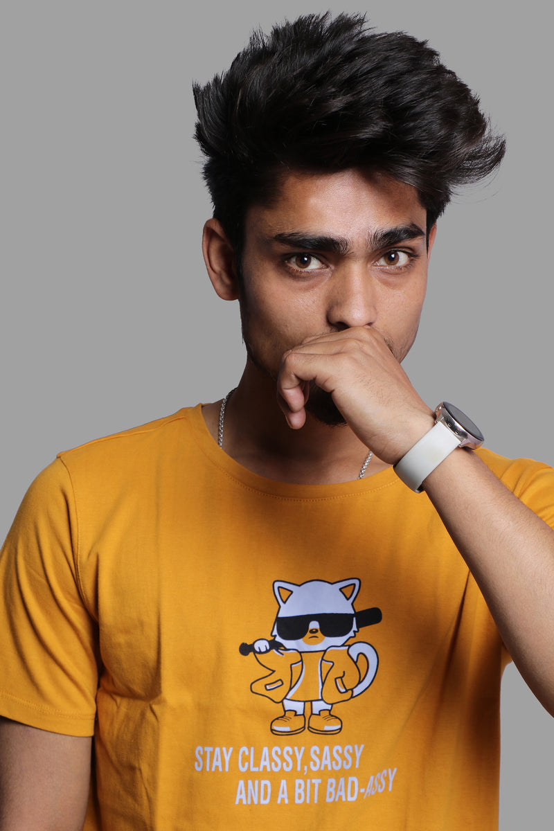 SASSY CAT T-SHIRT yellow (UNISEX FIT)