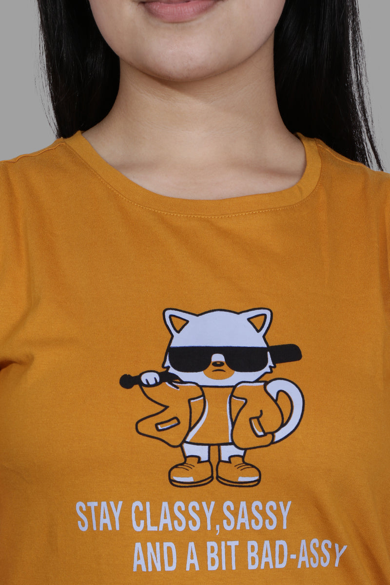 SASSY CAT T-SHIRT yellow (UNISEX FIT)