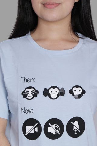 THEN vs NOW T-shirt sky blue ( UNISEX FIT)