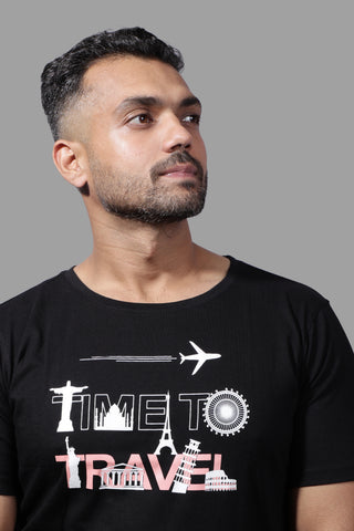 TIME TO TRAVEL BLACK (UNISEX FIT )