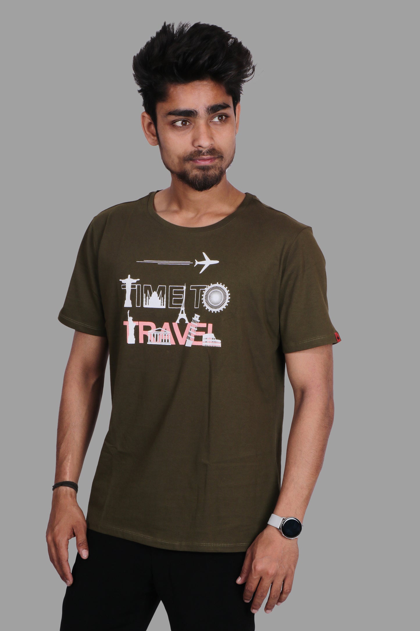 TIME TO TRAVEL OLIVE T-SHIRT (UNISEX FIT)