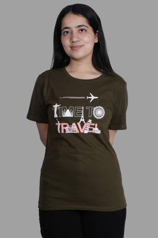 TIME TO TRAVEL OLIVE T-SHIRT (UNISEX FIT)