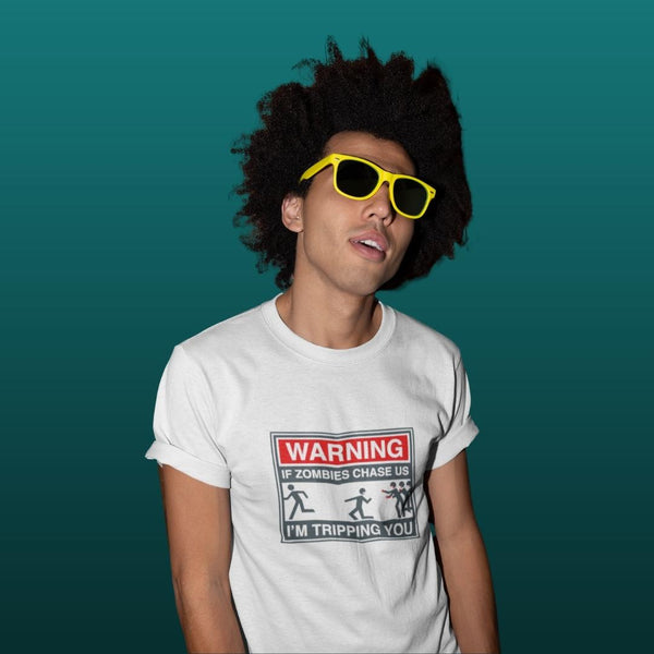 WARNING! If Zombies Chase US (M) - White