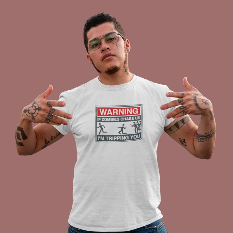 WARNING! If Zombies Chase US (M) - White