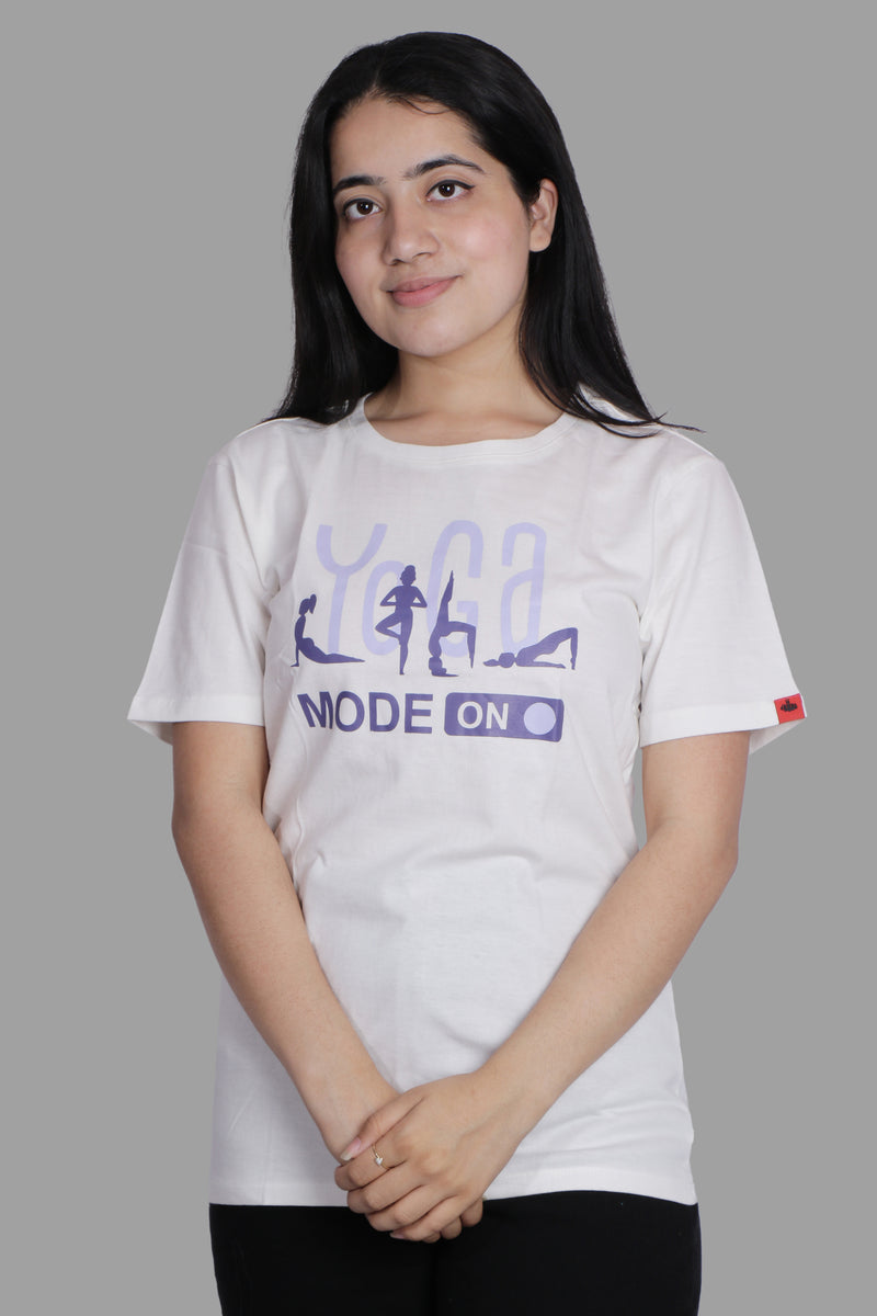 YOGA MODE-ON white T-shirt (UNISEX FIT)