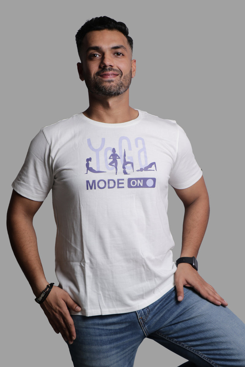 YOGA MODE-ON white T-shirt (UNISEX FIT)