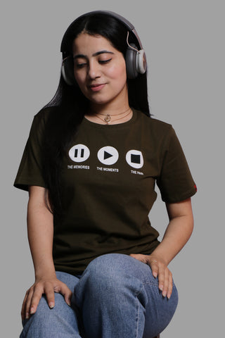 PAUSE.PLAY.STOP OLIVE T-SHIRT( UNISEX FIT)
