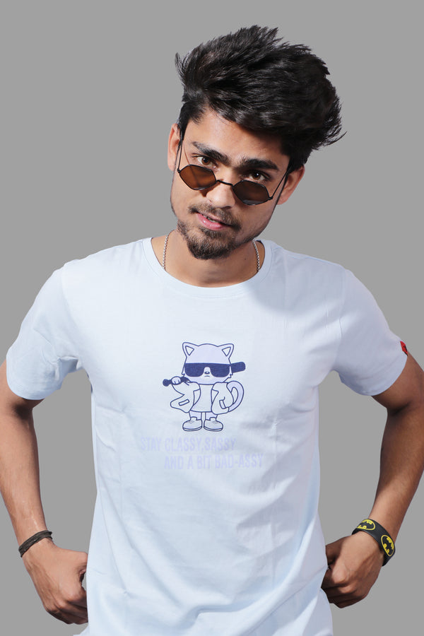 SASSY CAT T-SHIRT sky blue (UNISEX FIT)